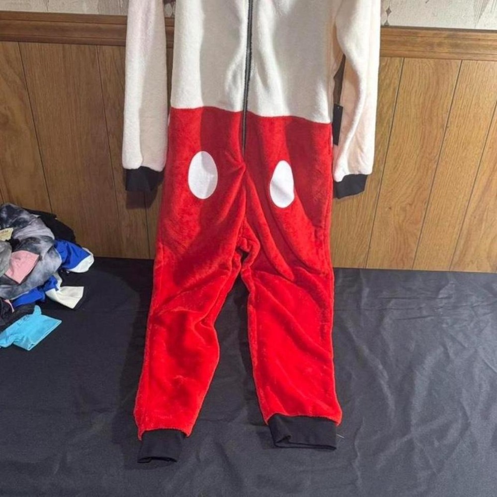 Disney Mickey‎ Mouse plush fleece one piece pajama Size Medium NWT - Picture 2 of 7